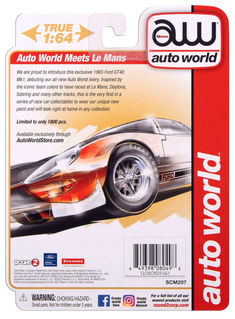 Auto World 1965 Ford GT40 Mk1 (Auto World Store Exclusive) 1:64 Diecast