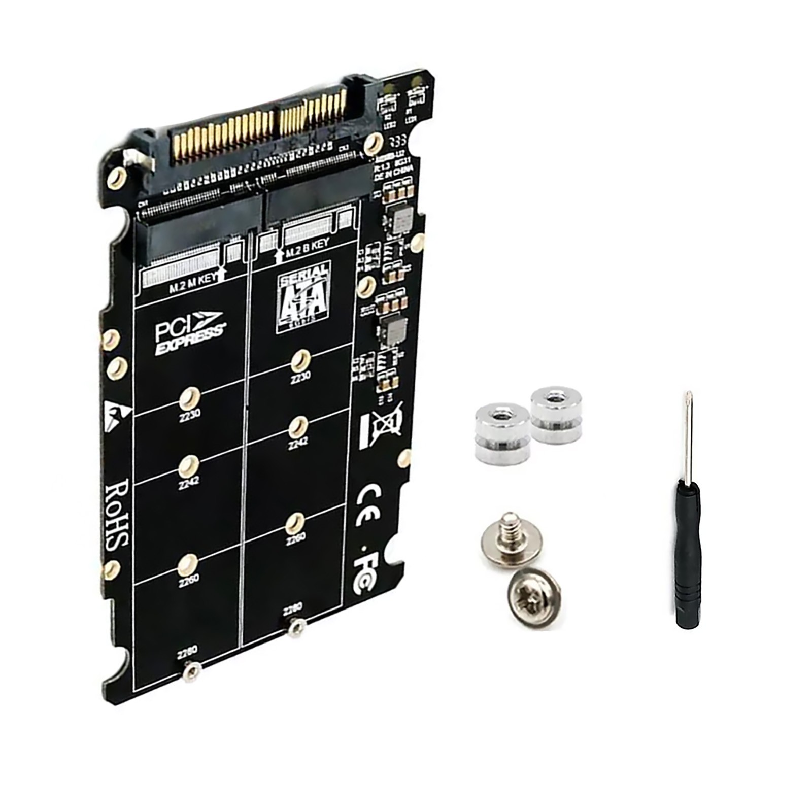 1pc M.2 NVME SSD Key M + NGFF SATA SSD Key B to U.2 SFF-8639 Adapter Module