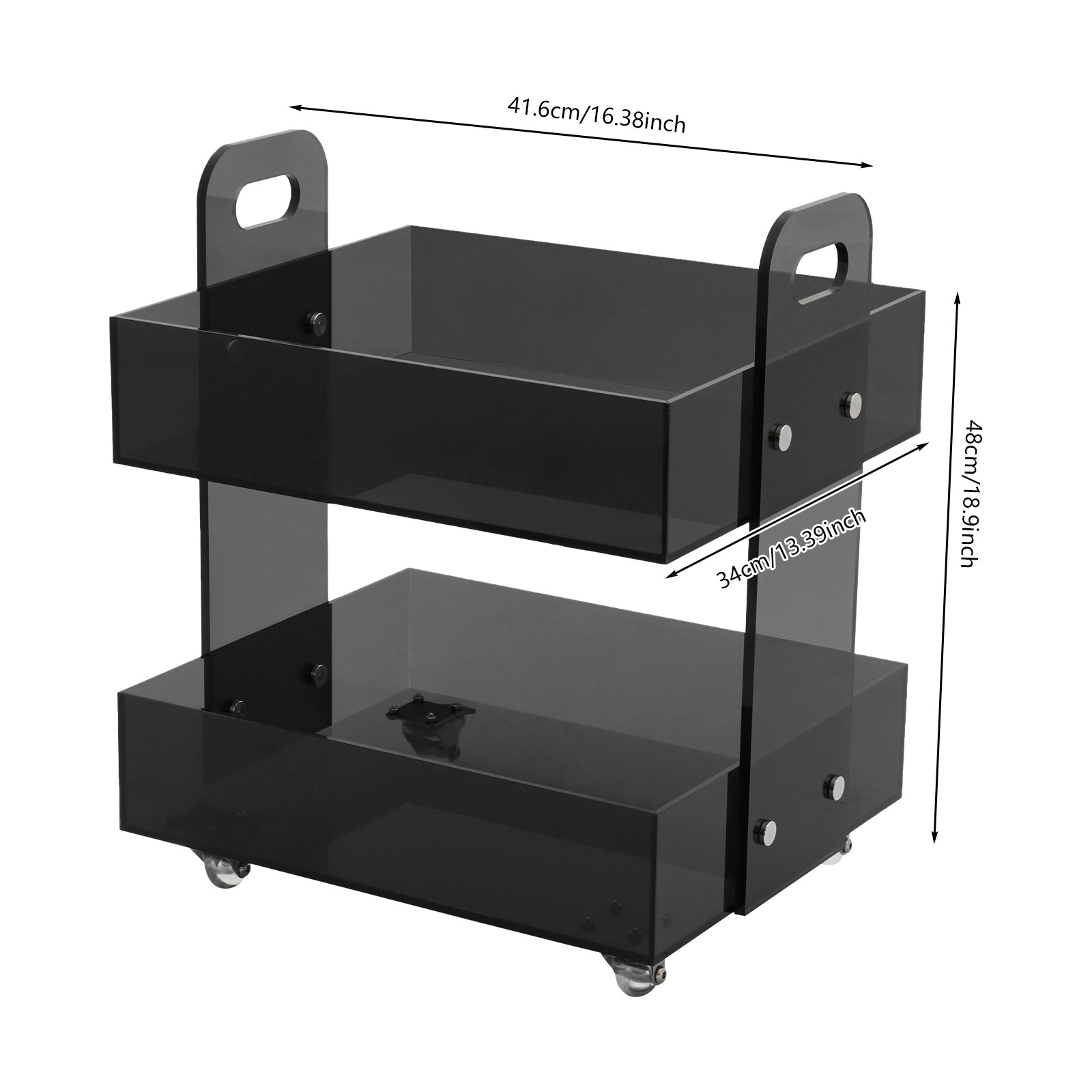 Clear Storage Side Table with 4 Wheels Acrylic Nightstand Transparent End Table
