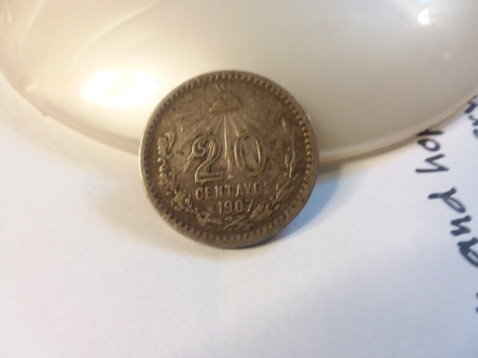 1907 MEXICO SILVER 20 CENTAVOS