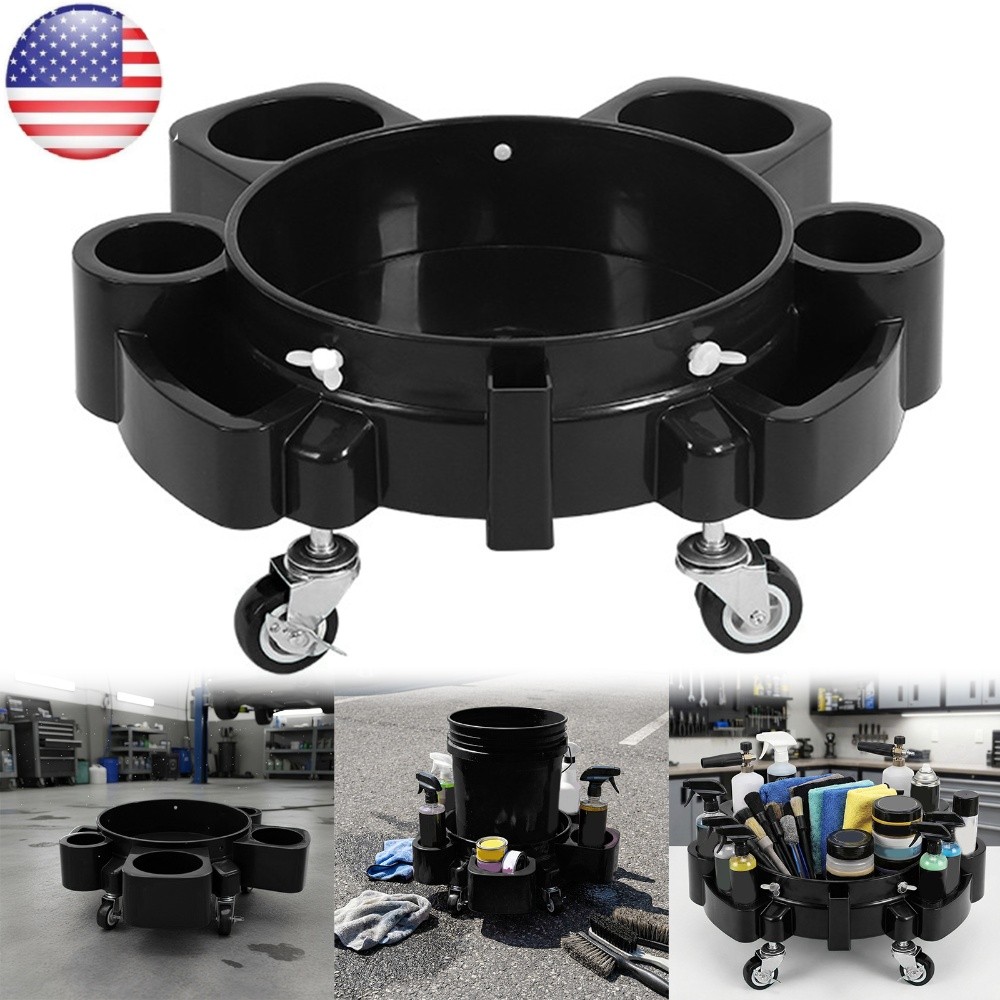 Heavy Duty 5 Gallon Auto Drive durable Bucket Dolly Mop Wash Drum Cart Rolling.