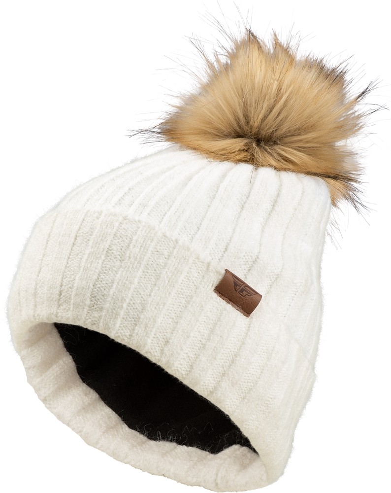 Fly Racing Snow Womens Pom Beanie OSFM White