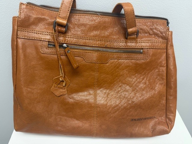 SPIKES & SPARROW Cognac Leather Laptop Tablet Bag Tote