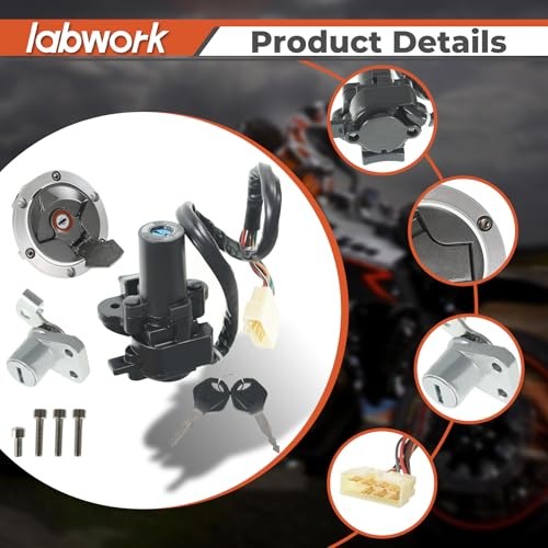 Motorcycle Ignition Switch Lock Key Fuel Cap Replacement for Kawasaki EX250J