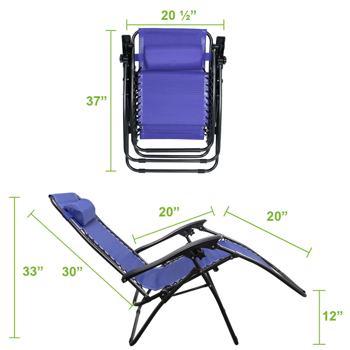 Set of 2 Zero Gravity Chairs Folding Lounger Beach Outdoor Patio Recliner Chair