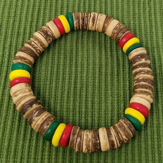 Rasta Bracelet - Brown Wooden Bracelet - Rasta Beaded Bracelet - Rasta Wood