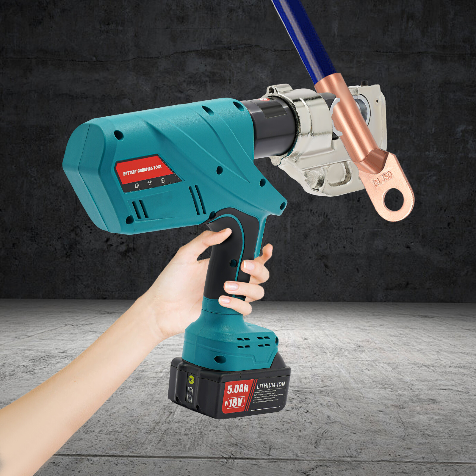 Electric Hydraulic Crimper Battery Powered Crimping Tool Plier 13 Dies 10-400mm2
