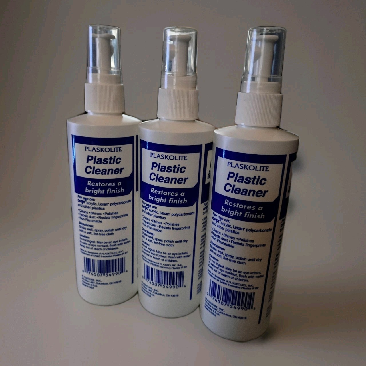 3 Pack- Plaskolite 8 oz. Plastic Cleaner Restores a bright Finish