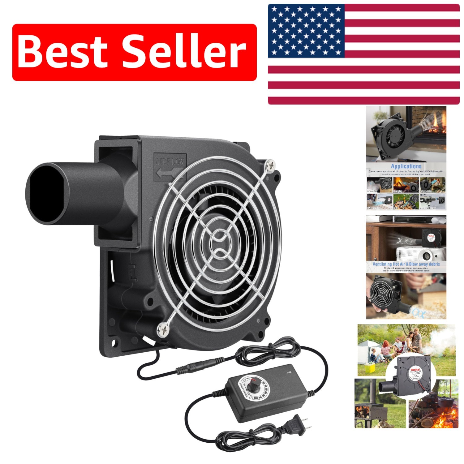 Compact 12V Squirrel Cage Blower Fan with Variable Speed - BBQ & Airflow Control