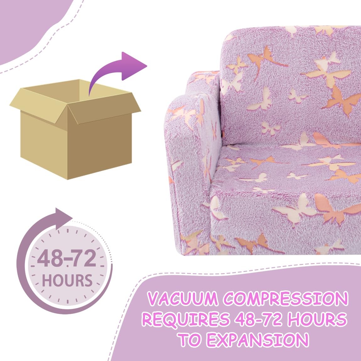 Kids Toddler Chair, 2-in-1 Toddler Couch Fold Out, Convertible Chairs for Tod...