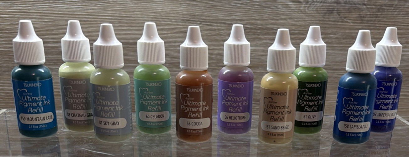 Lot of 10 Pre-owned Tsukineko VersaColor Ultimate Pigment Ink Refills (READ)