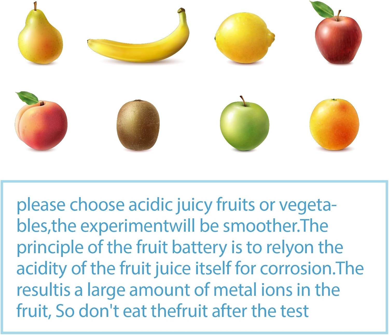 Fruit Battery Science Experiment Kit with Instruction, Potato Science Educationa