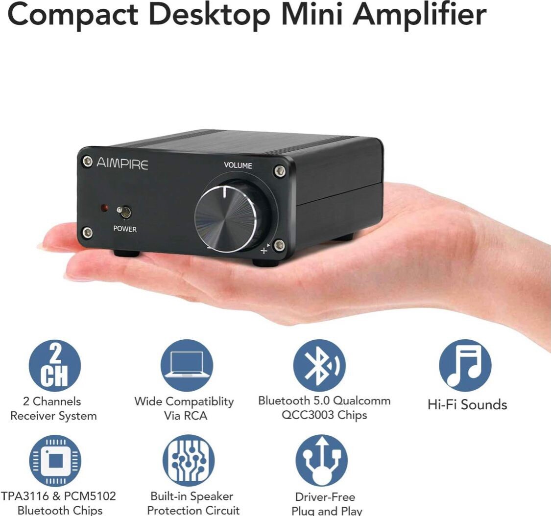 Bluetooth 5.0 Mini Amplifier For Tablet Laptop Mobile Phone Desktop TV Amplifier
