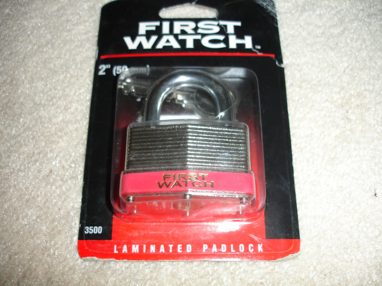 New in Package First Watch 2"(50 mm) Laminated Padlock with 2 Keys #3500