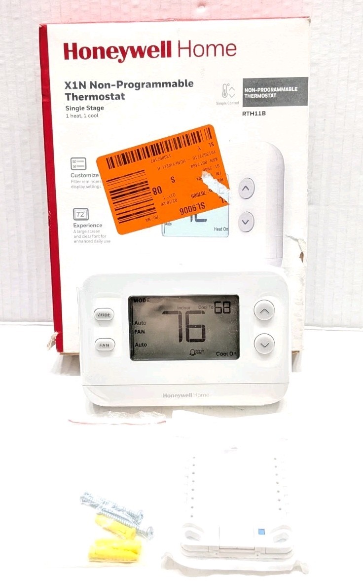 Honeywell Home X1N Non-Programmable Thermostat, Single-Stage, 1 Heat/1 Cool