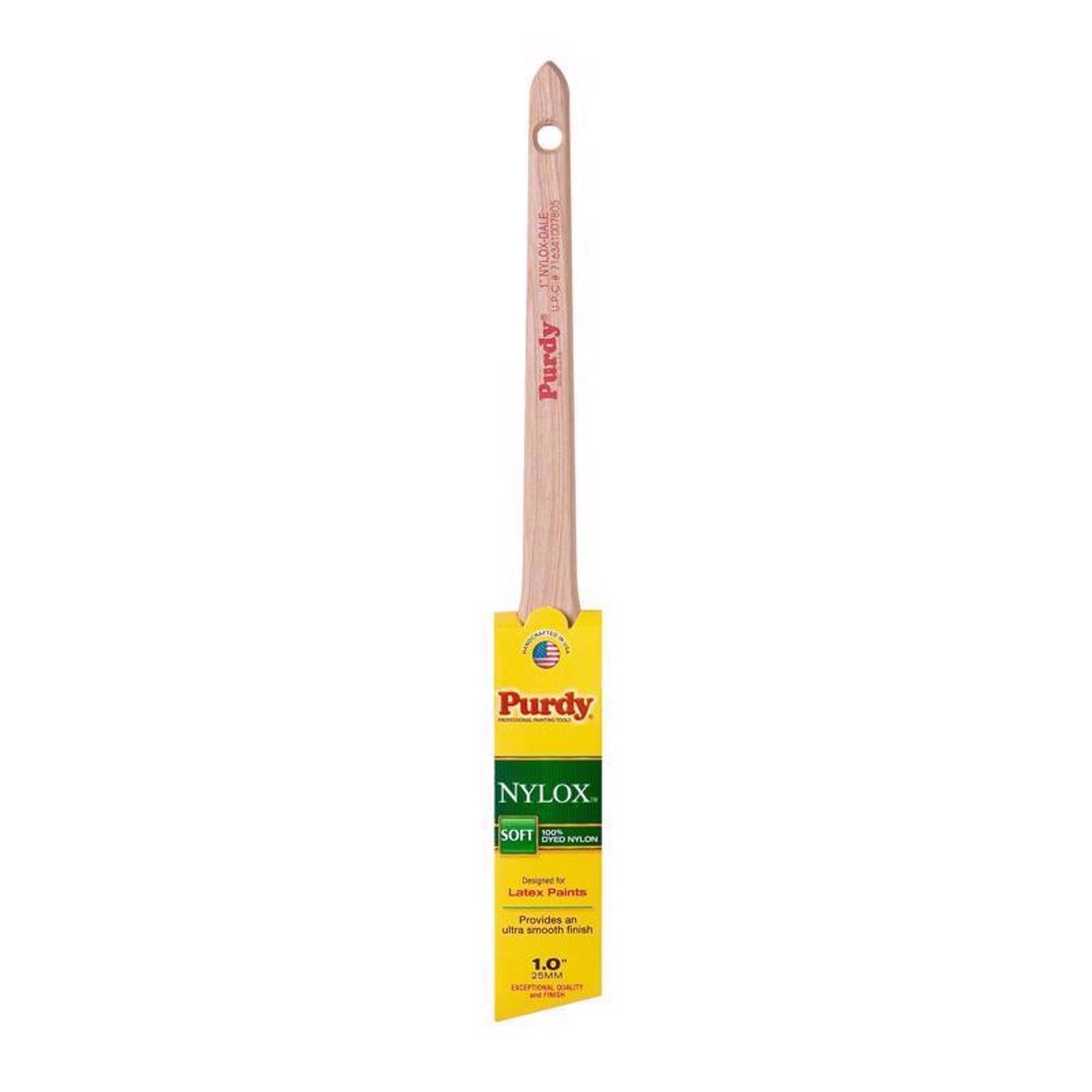 Purdy 144080210 Nylox Rattail Wood Handle Soft Nylon Angle Paint Brush 1 W in.
