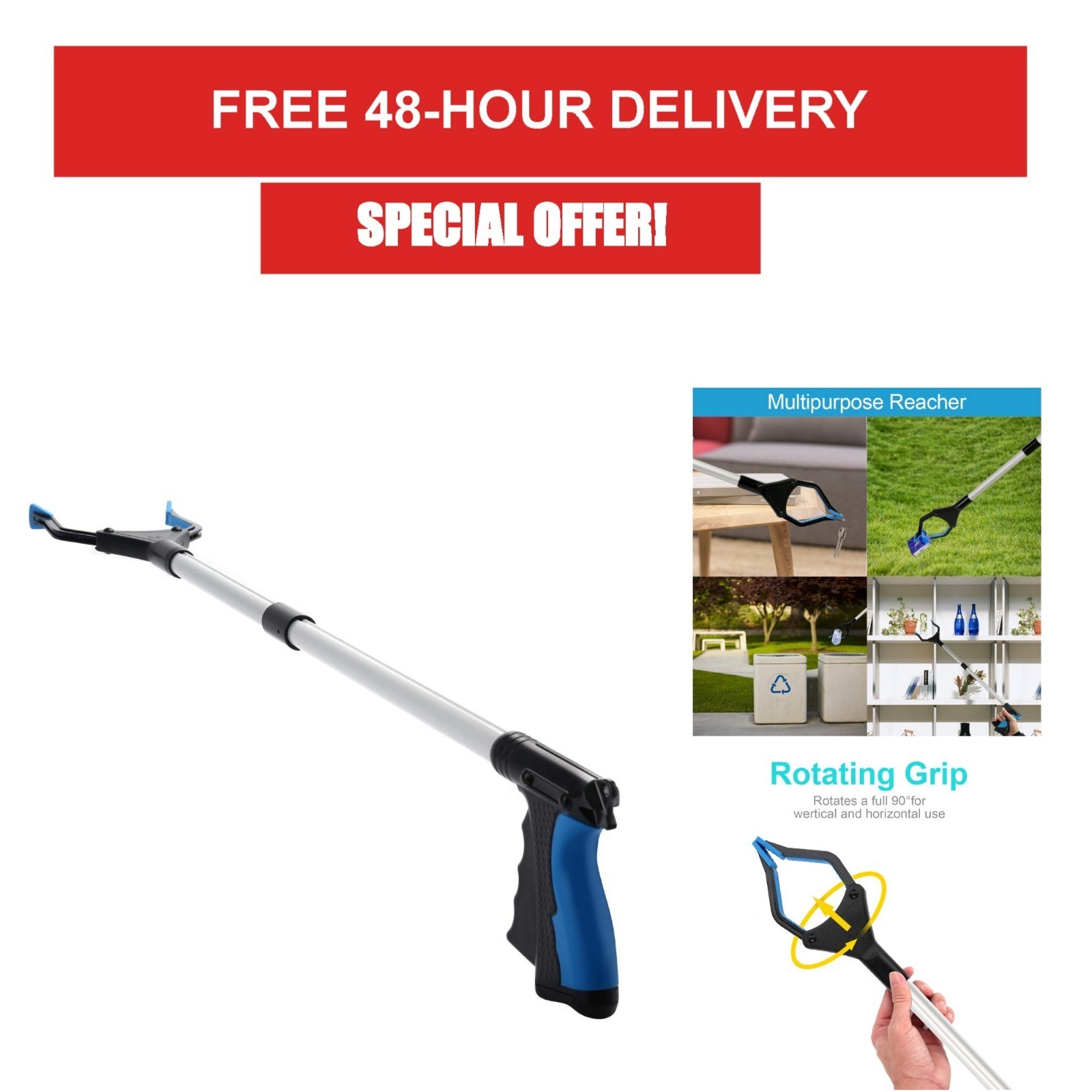 ZAYAD 32" Reacher Grabber Tool for Elderly, Lightweight, Foldable