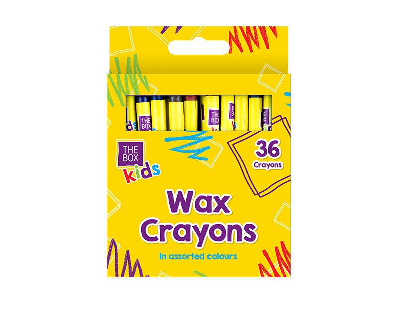 Artbox 36 Pack Wax Crayons Assorted Colours Children's Art Craft