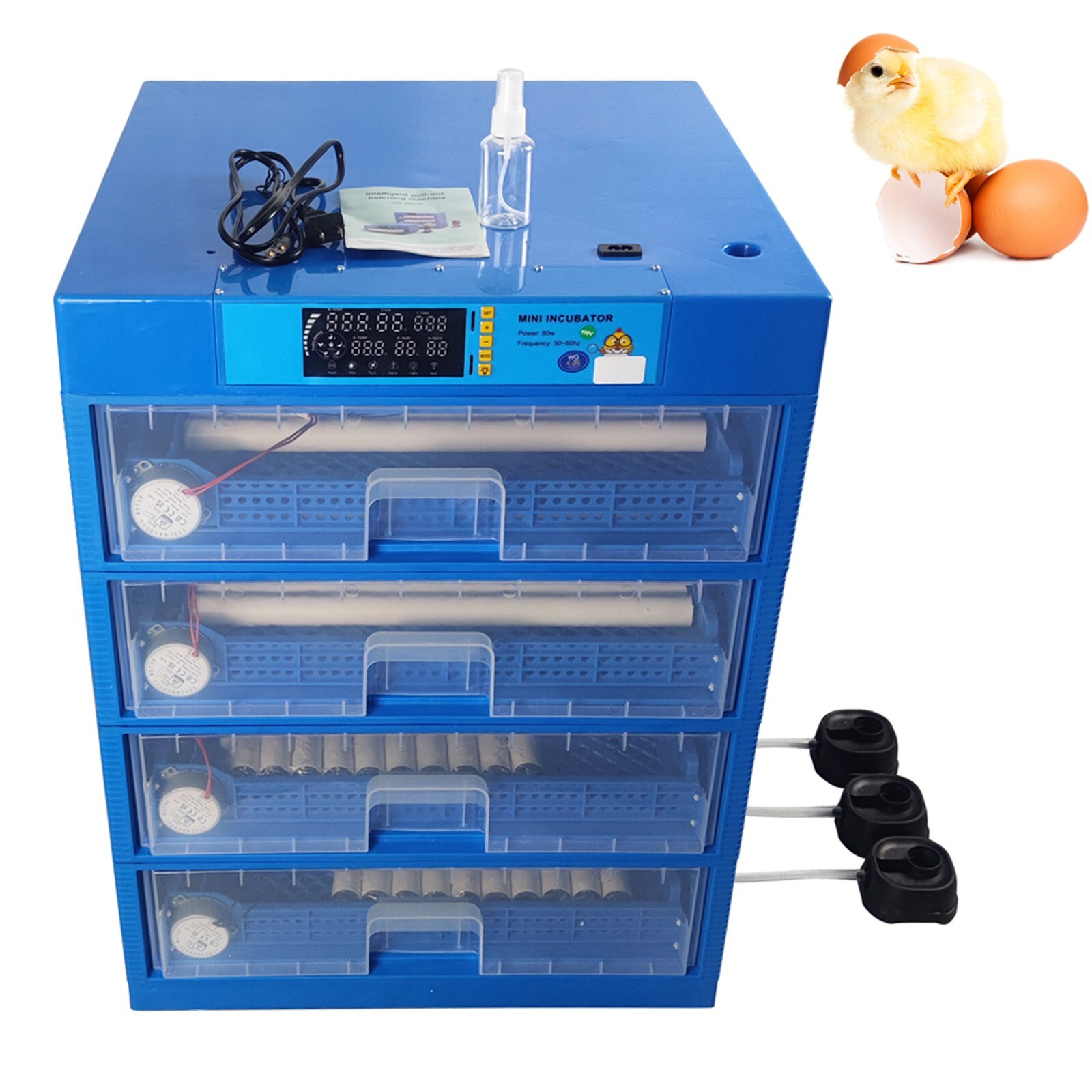 Automatic Drawer Type Incubator 256 Eggs Chicken/Duck/Goose Hatcher 110V
