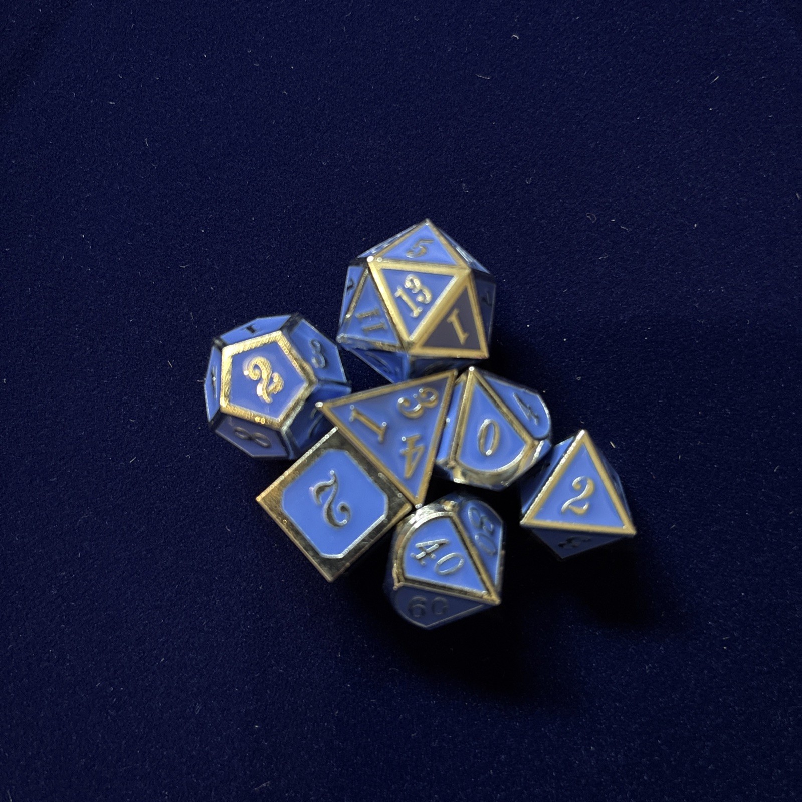 Polyhedral Metal 7Pc Dice Set Blue/Silver