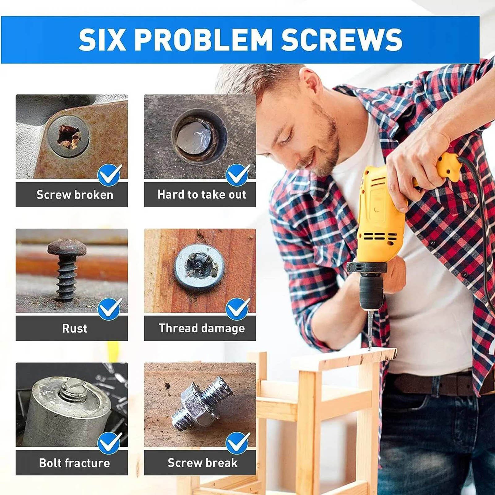 22* Broken Screw Extractor Remover Set Damaged Bolt Easy Out Stripped Drill Bit