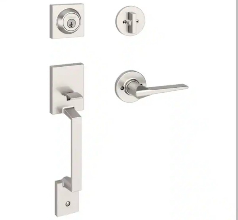 Kwikset Amador Handleset Square With Hollins Lever Satin Nickel 687AMDXHSL