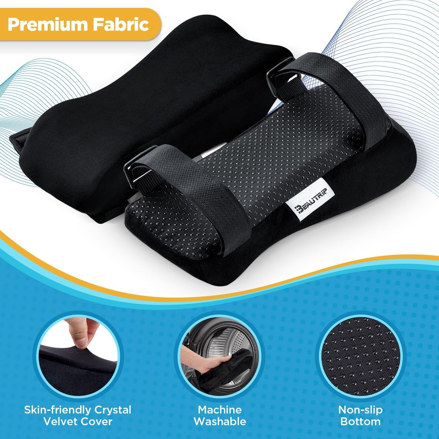 Ergonomic Armrest Cushions with Velvet Covers – Ideal for Long Sitting