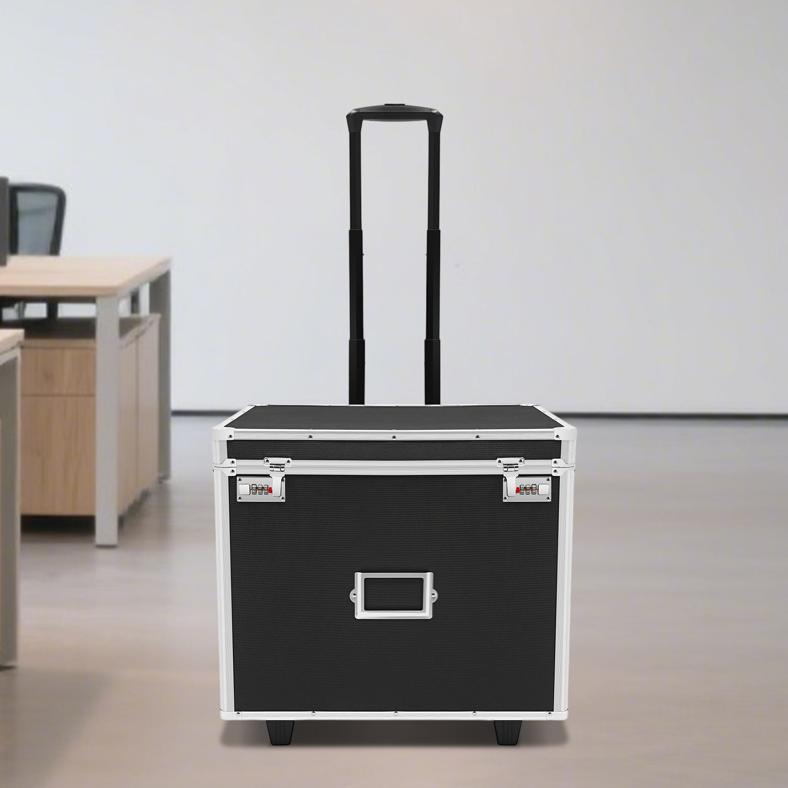 Locking Mobile Business Case, Aluminum Alloy File Lock Box, Hand pull File Case
