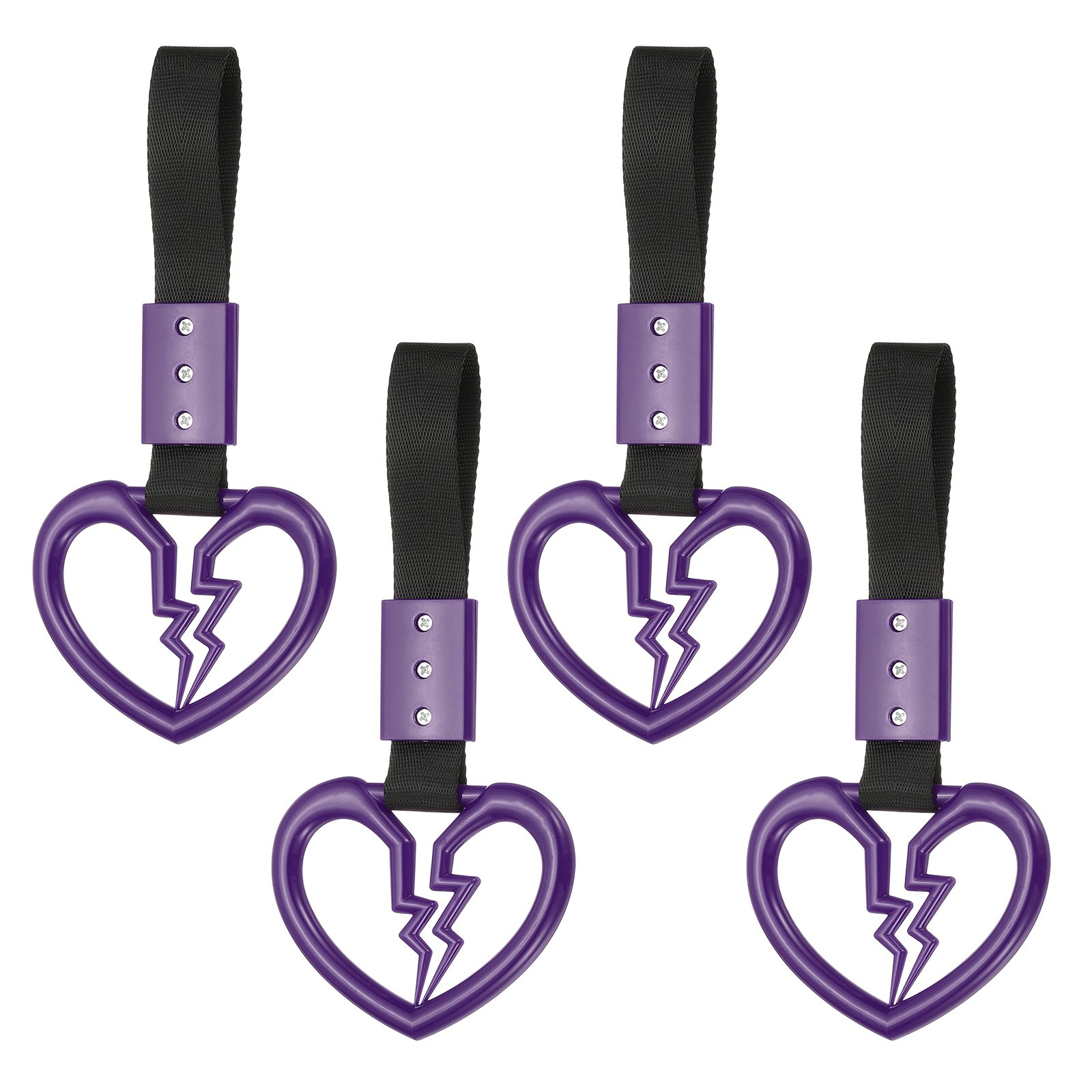 4Pcs Broken Heart Shaped Car Handle Straps for Auto, Purple