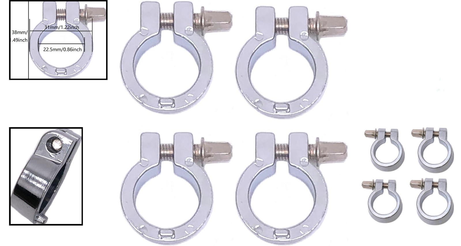 4pcs Drum Stand Memory Lock 7/8 Inch Diameter Cymbal Stand Chrome Hing