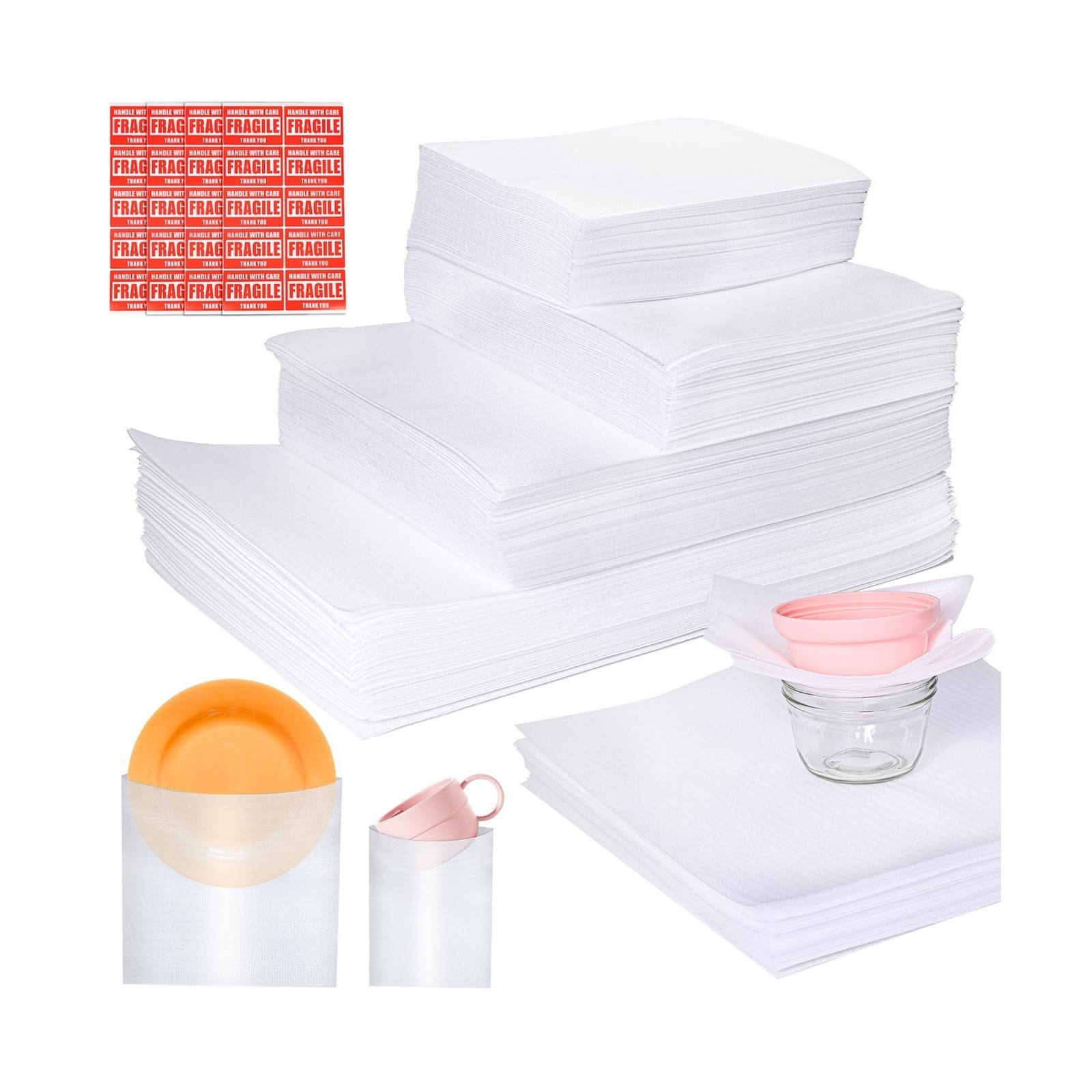 540Pcs Dish Packing Supplies for Moving, 270 Cushion Foam Wrap Pouches & Shee...