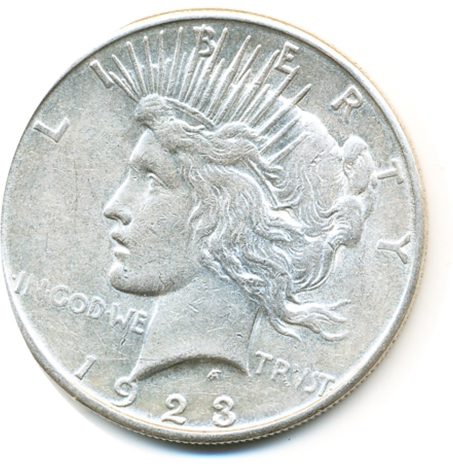 US Coin  1923.  S     peace Dollar unc no faults...C 30002