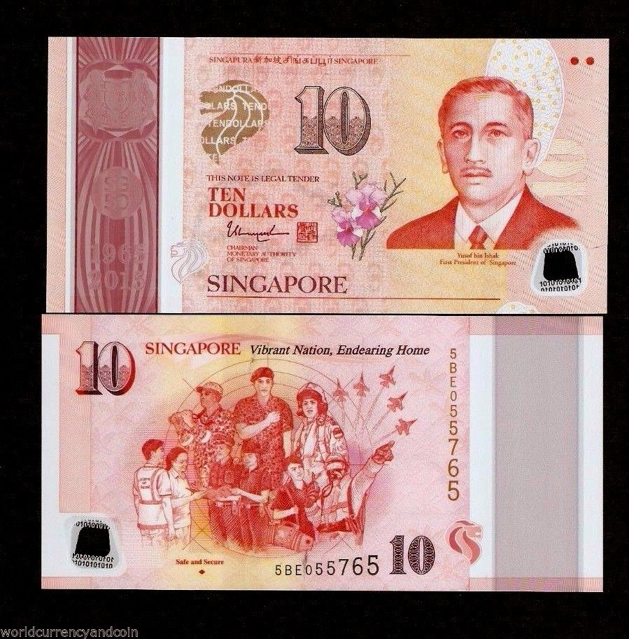 SINGAPORE 10 Dollars P-59 A 2015 Commemorative UNC Air Plane Military Uniform