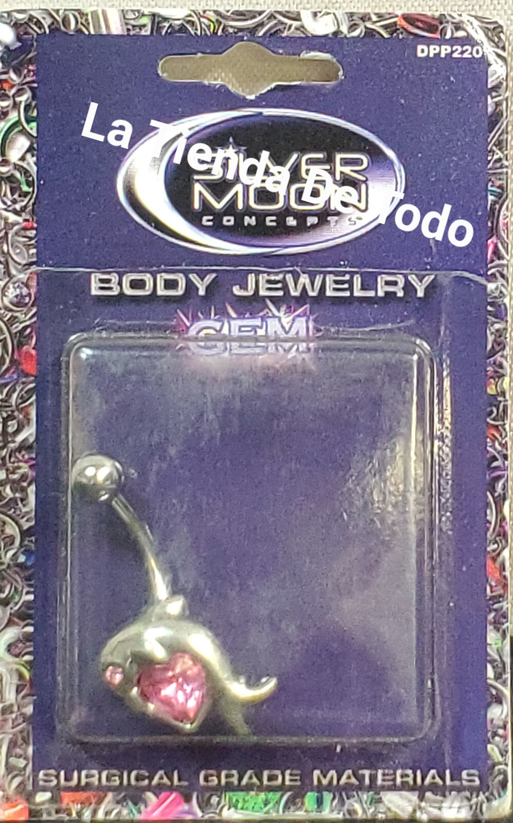 BODY JEWELRY BELLY BUTTON NAVEL RING DOLPHIN WITH STONE HEART READ
