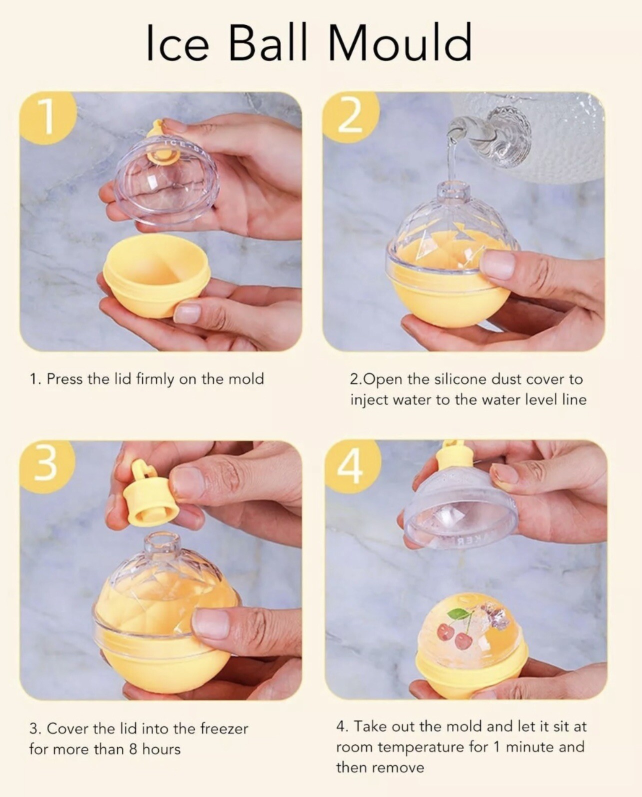 3 Pack Reusable Ice Ball Maker Easy Release Silicone Ice Sphere Mold