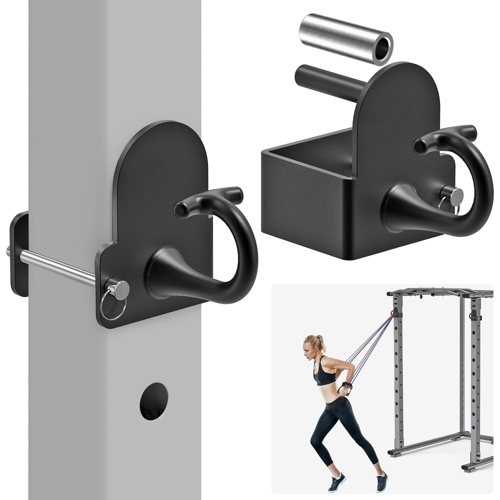 Anchor for Resistance Bands Fits 3" x 3" Power Rack with 5/8" or 1" Hole - He...