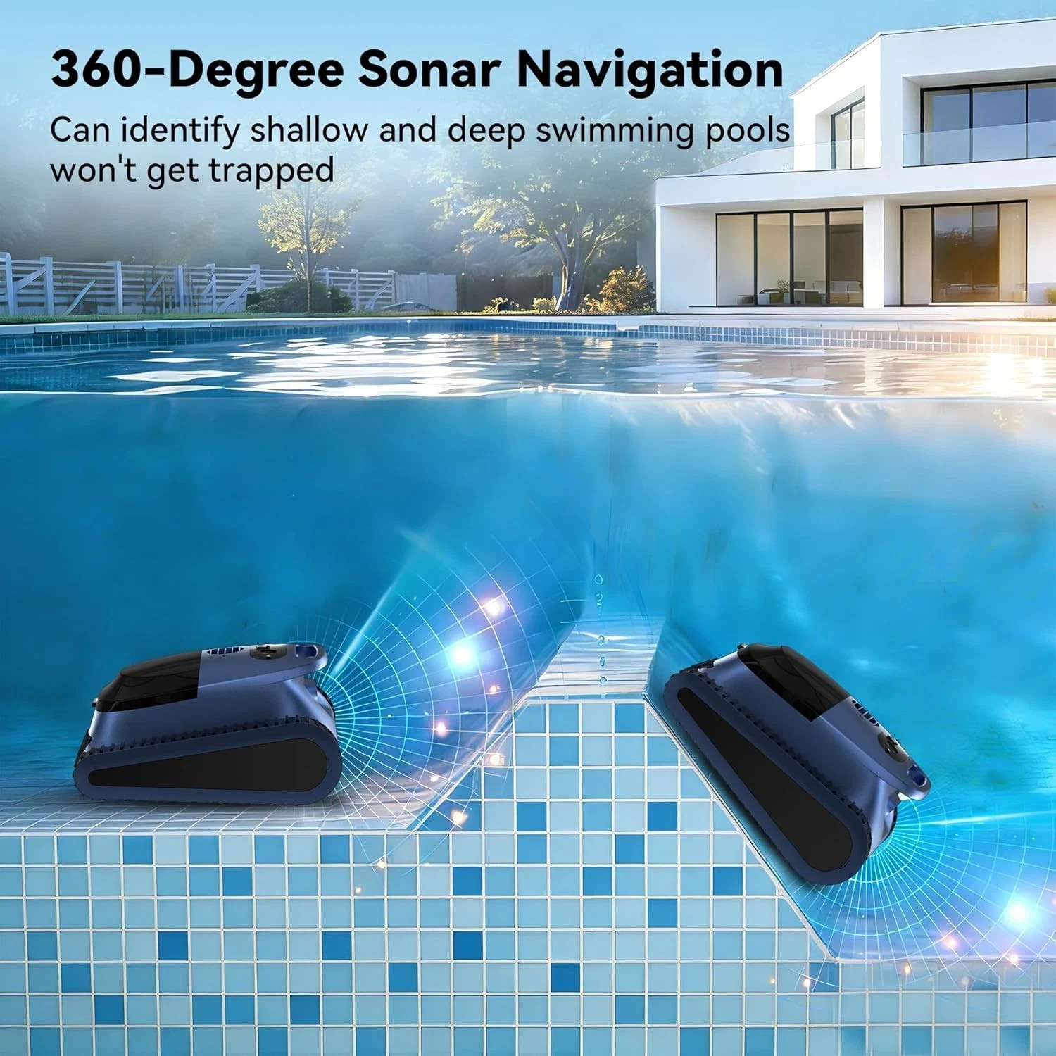 Seauto Cordless Robotic Pool Vacuum Cleaner Wall-Climbing Smart Wavepath Navigat