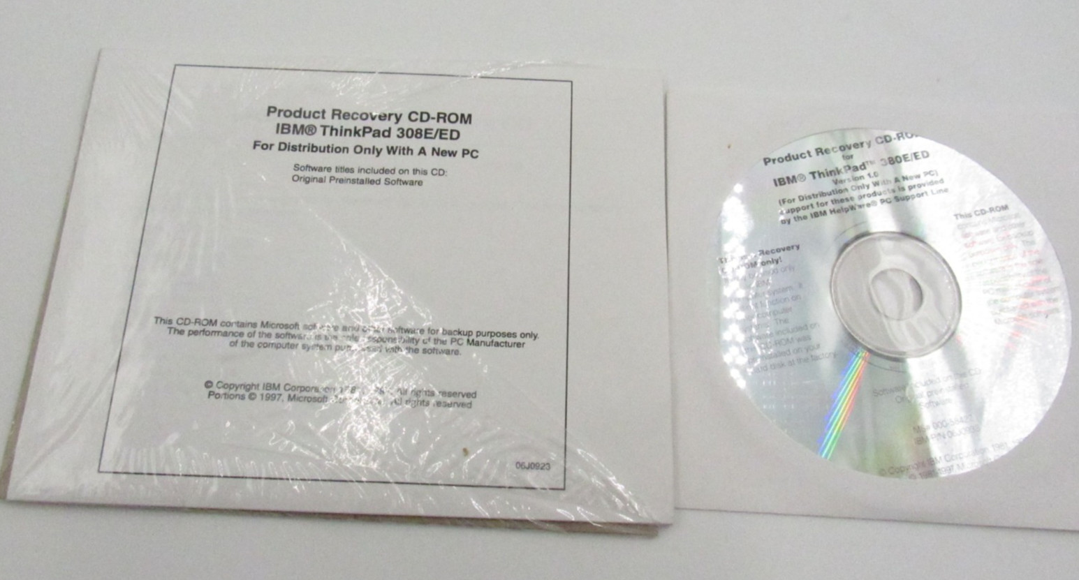 Product Recovery for IBM Thinkpad 380E 380ED Version 1.0 CD Rom   New sealed
