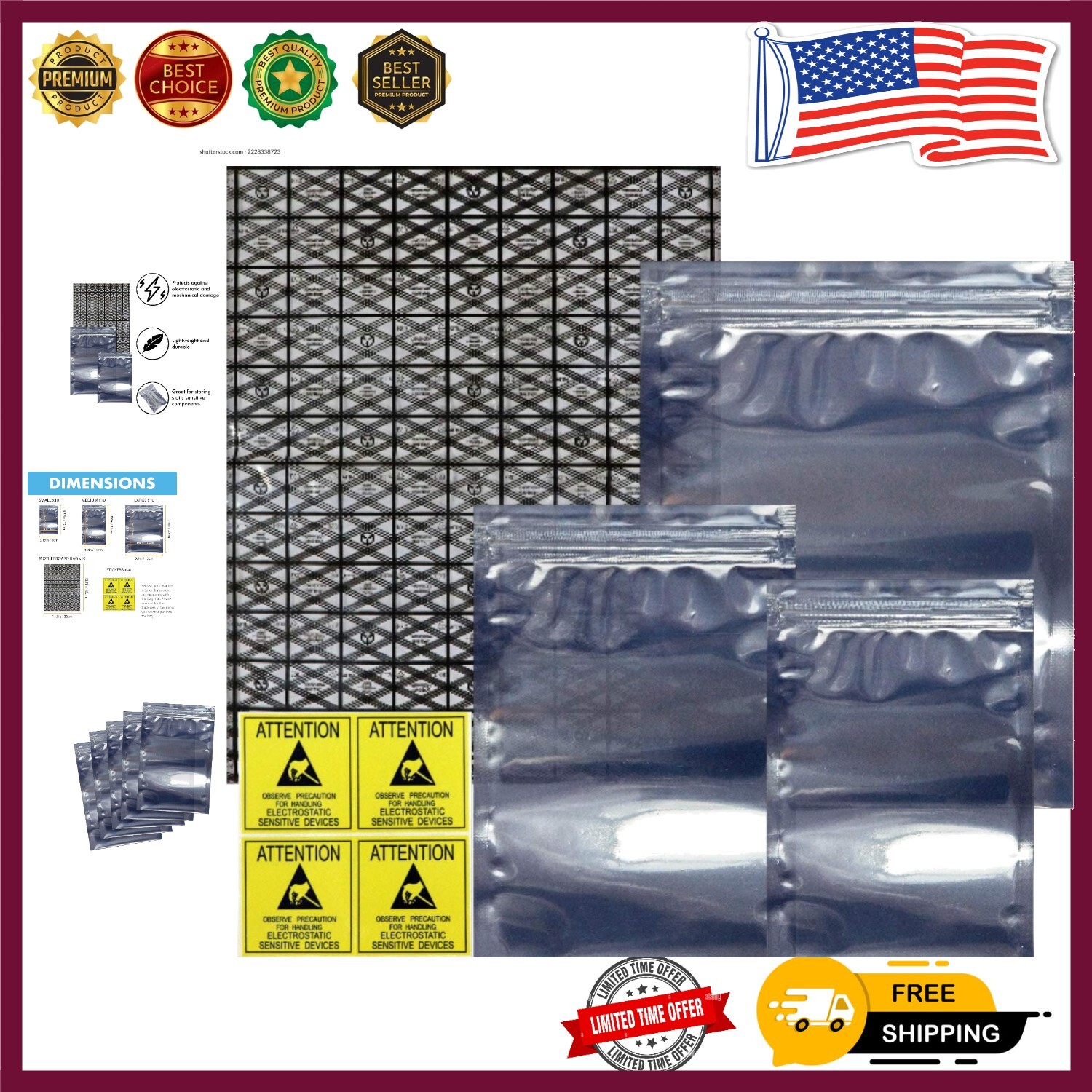 ESD Shielding Bag Set - 40 Assorted Anti-Static Bags for Electronics Protection
