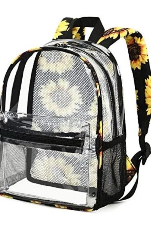 Clear Mini Backpack Stadium 12x12x6 Small Transparent Sunflower