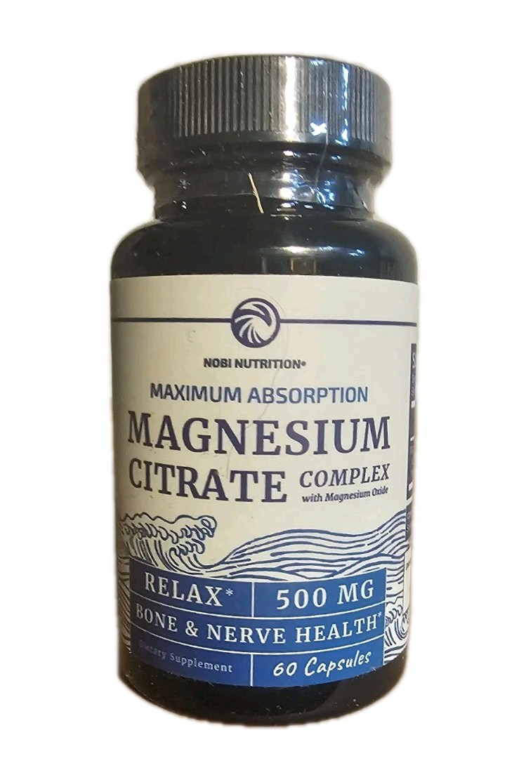 Nobi Magnesium Citrate Complex 500 MG High Absorption Relaxation, 60 cap Exp6/27