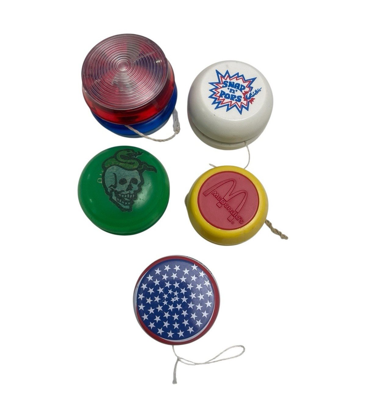 Vintage Yo-Yos  YoYo's Yo Yo McDonald's, USA Flag, Snap N' Pop Assorted 5-Pc Lot