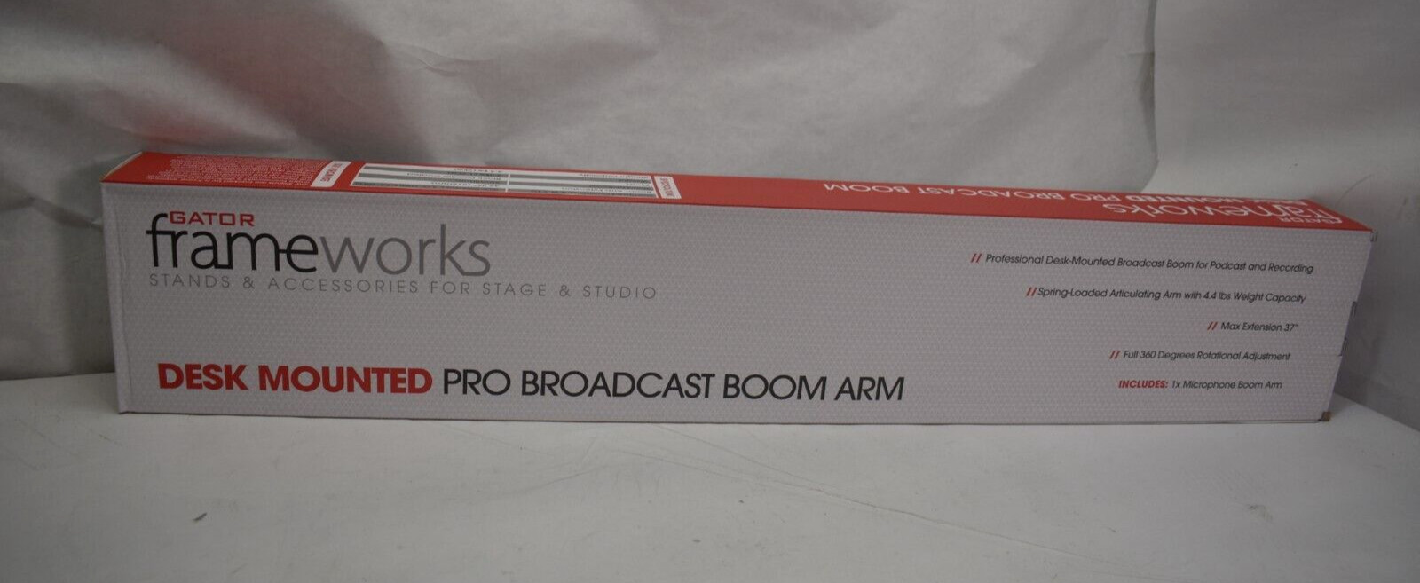 Gator GFWMICBCBM3000 Deluxe Frameworks Desktop Broadcast Mic Boom Stand