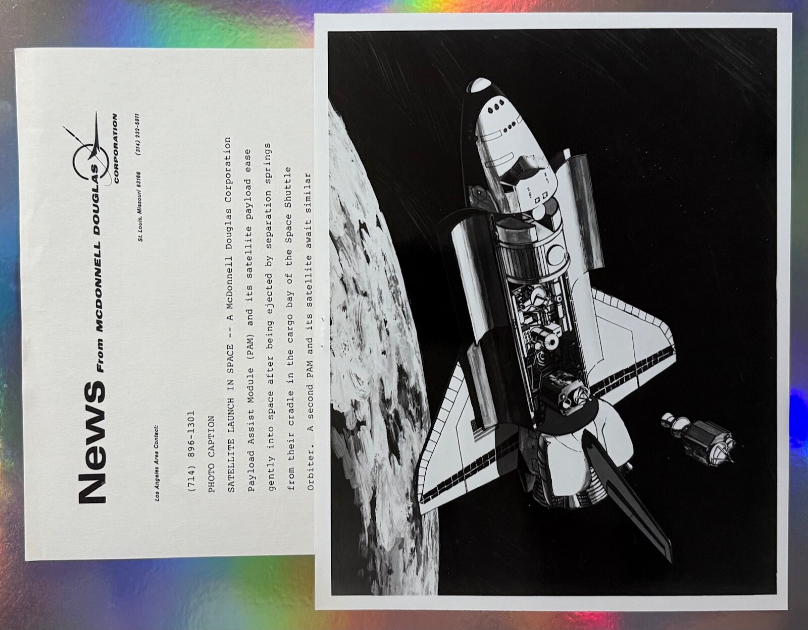 MCDONNELL ARTIST RENDITION SATELLITE DEPLOY SPECIAL INTEREST PHOTO & INFO SHEET