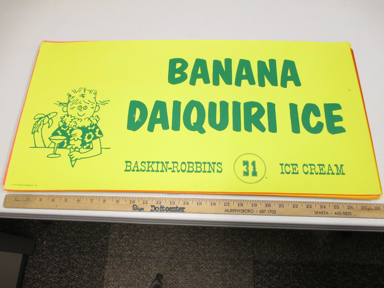 Baskin Robbins ice cream 1970 store display sign poster BANANA DAIQUIRI ICE