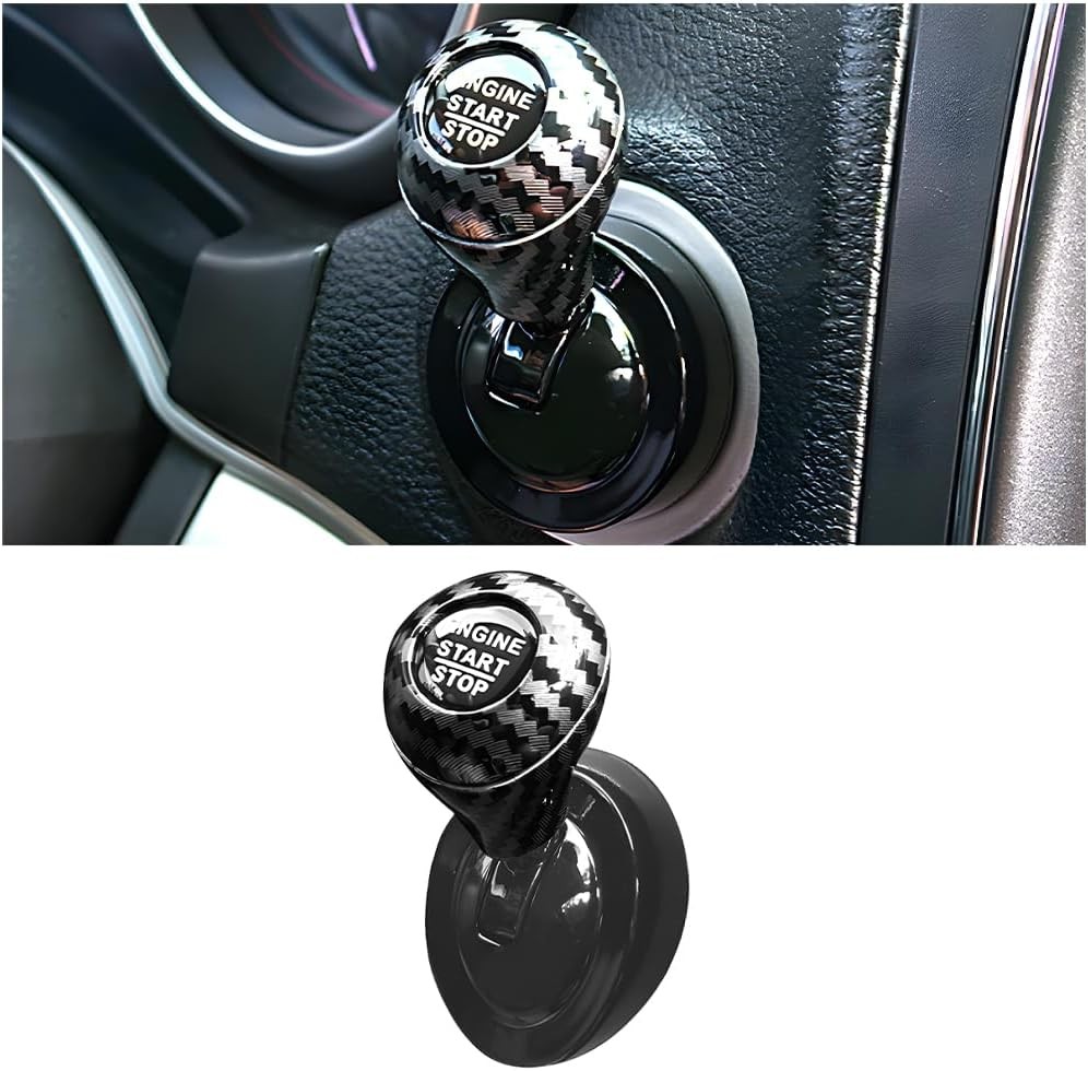 Car Joystick Push to Start Button Cover Carbon Fiber Vehicle Engine Starter