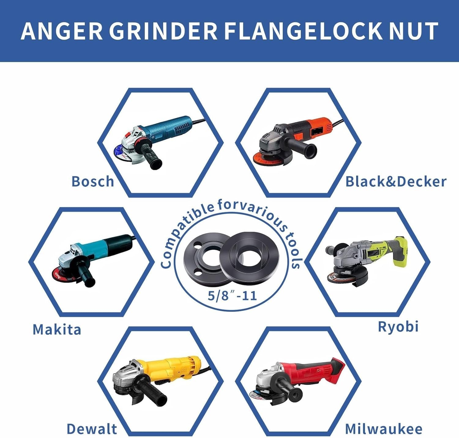 Juego De 7 Tuercas Para Amoladora Angular, Llave Para Amoladora Angular, Tuerca.