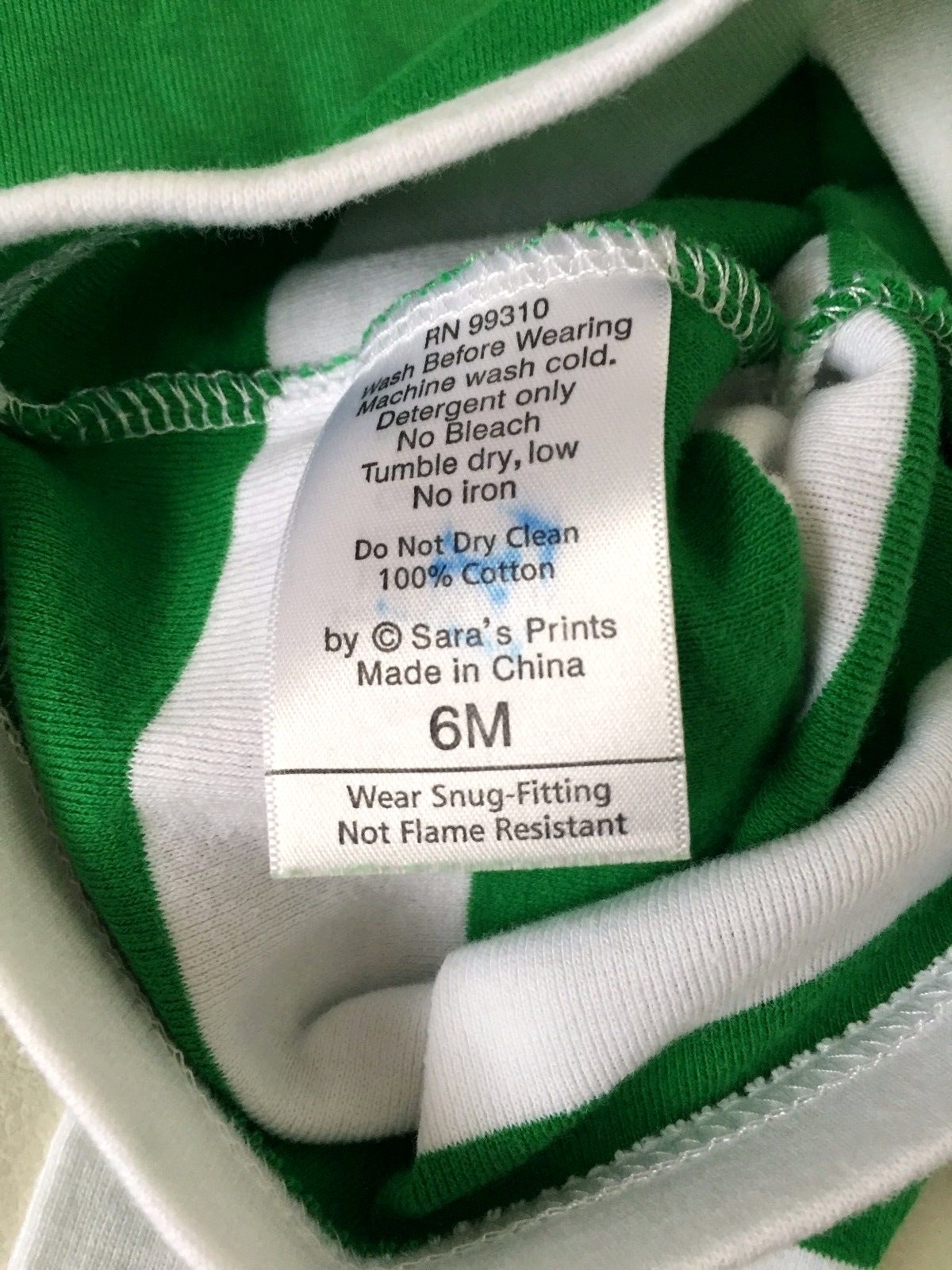 NWT Sara's Prints Green/White Top Boy's Size 6 Month Free Shipping