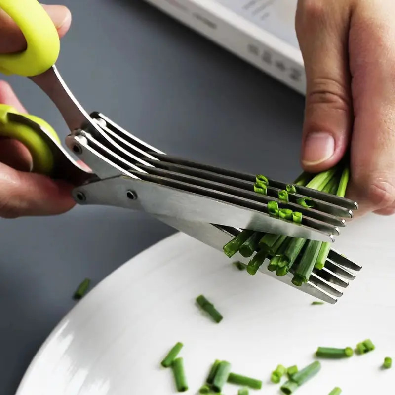 1PC Multi - Layer Kitchen Scissors, Stainless Steel, Quick Scallion/Herb Chop