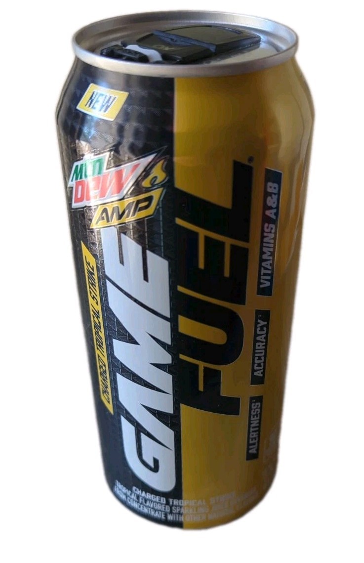 Mountain Dew Game Fuel Charged Tropical Strike 2019 16 fl Oz Bottom Emptied